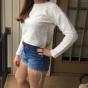 Cropped Sweater with 90s pattern imprint